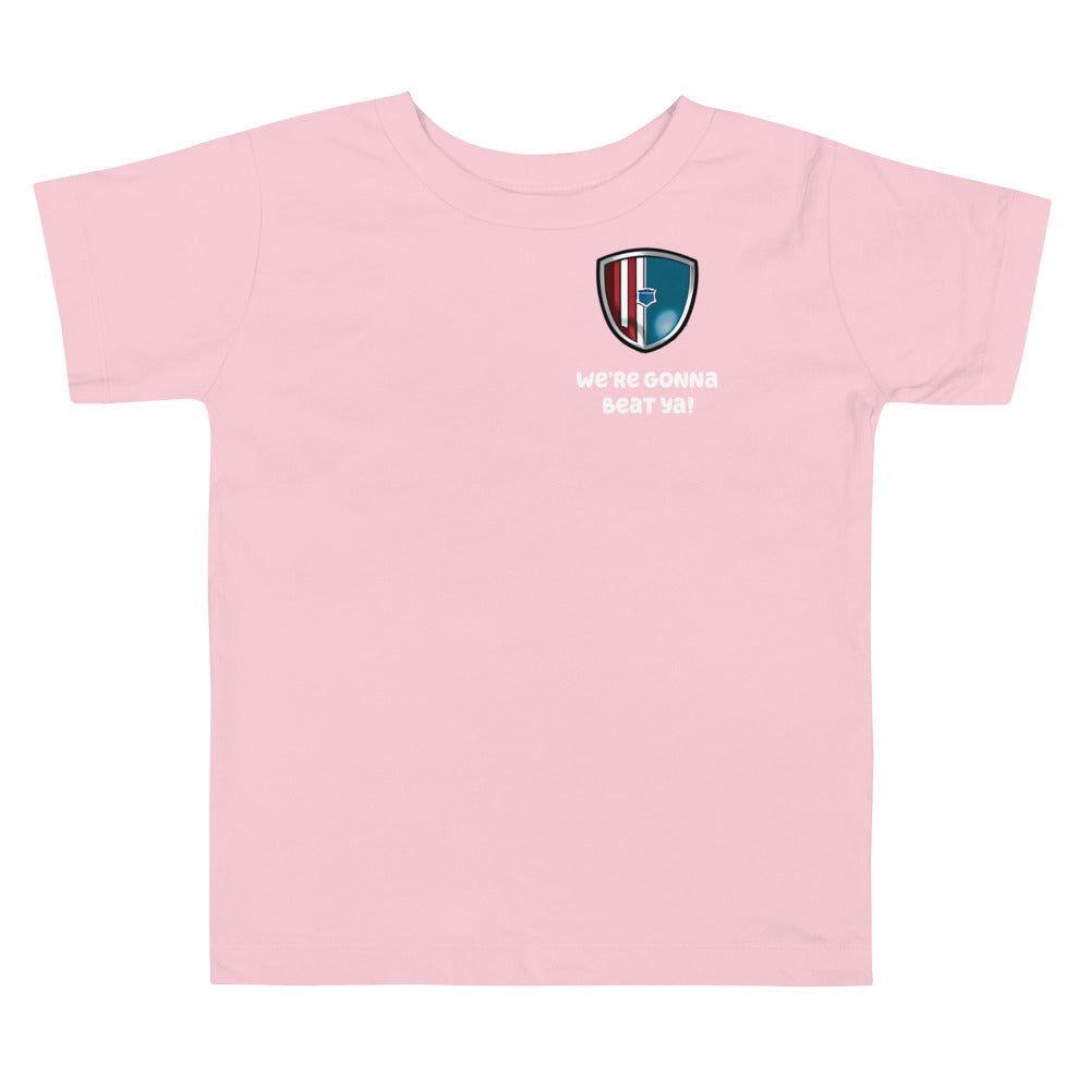 Bluey Team Dad Pink shirt on white surface