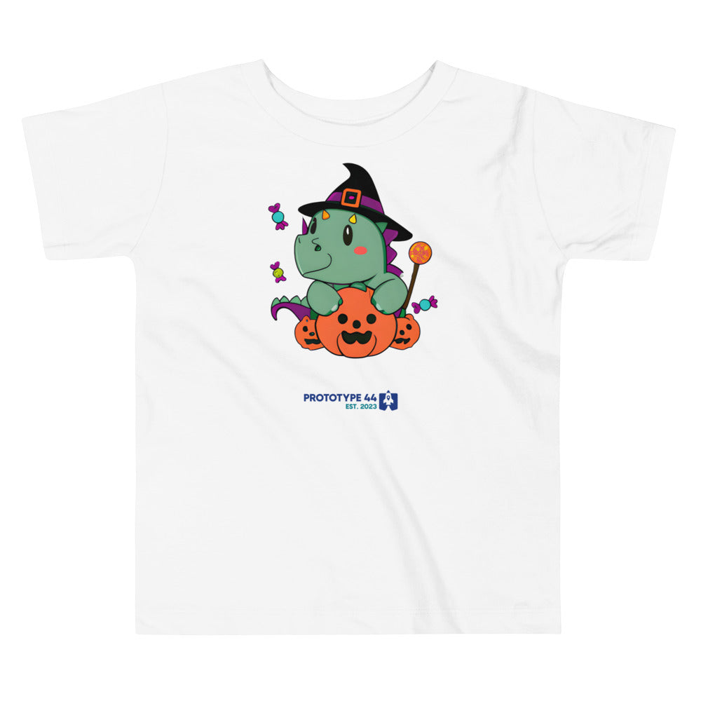 white halloween t-shirt for toddler on white surface