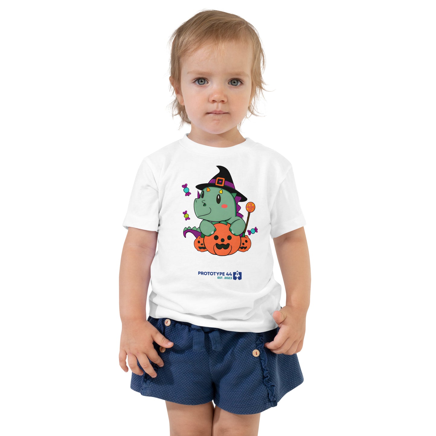 3 year old girl wearing halloween t-shirt