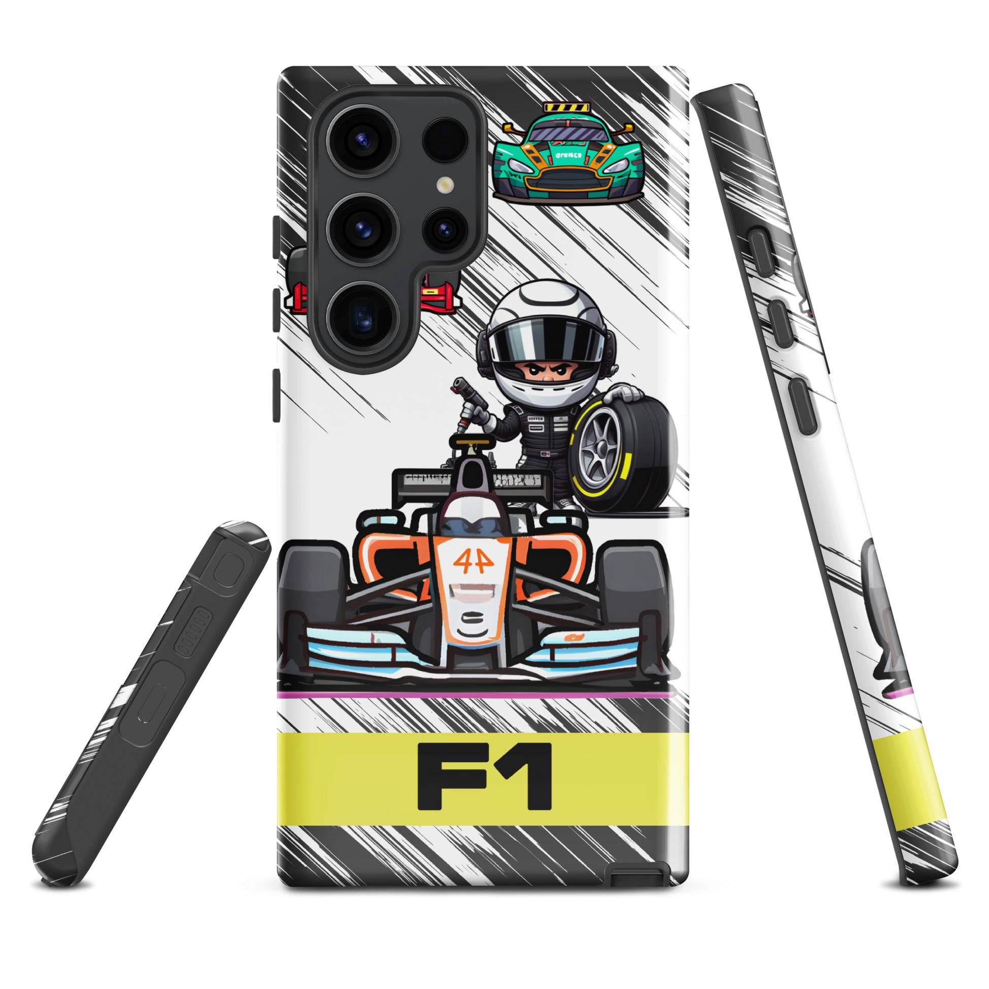 multiple views of the F1 phone case